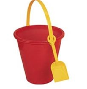 Kids Large Plastic Sand Bucket and Shovel - Red