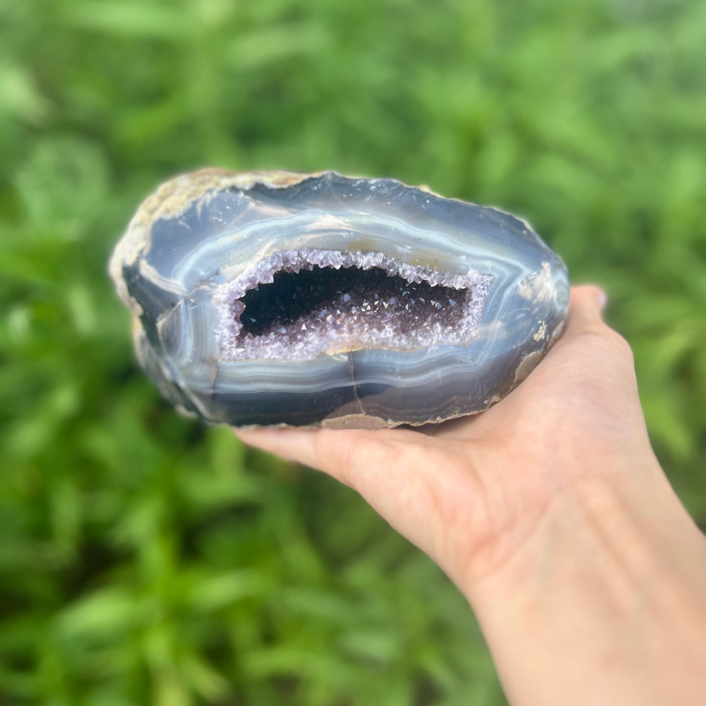 Uruguayan Polished Amethyst Geode 5.5” 3.15 lbs | Extra Quality | Beautiful Crystals Home or Office Décor