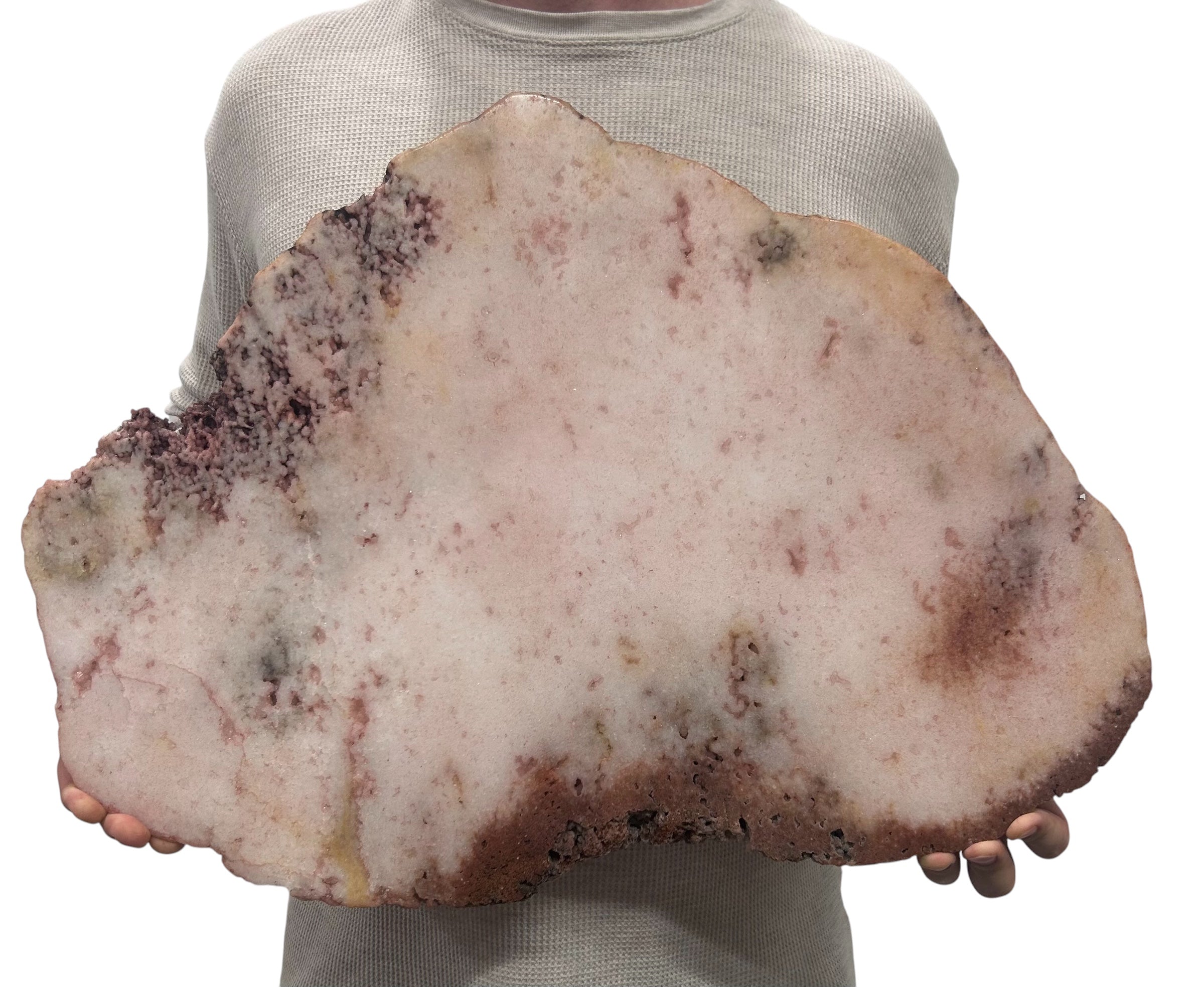 Huge Pink Amethyst Slab | Slice - Thick Natural Color 22.44" 23.50 lbs | Home Office Décor