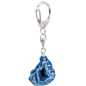 Blue Dyed Geode Half Key Chain