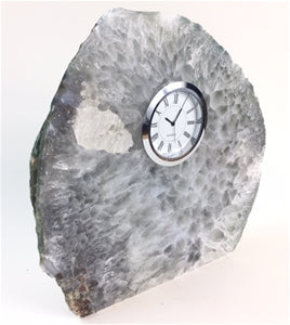 Natural Polished Agate Slab Clock w/ Cut Base 8" 7.15 lbs