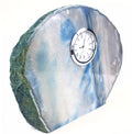 Blue Polished Agate Slab Clock w/ Cut Base 9" 8.7 lbs