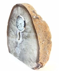 Natural Polished Agate Slab Clock w/ Cut Base 8.5" 12.75 lbs