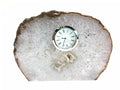 Natural Polished Agate Slab Clock w/ Cut Base 9.25" 6.85 lbs