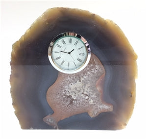 Natural Polished Agate Slab Clock w/ Cut Base 7.75" 5.6 lbs