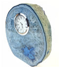 Blue Polished Agate Slab Clock w/ Cut Base 6.75" 4.5 lbs