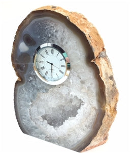 Natural Polished Agate Slab Clock w/ Cut Base 6" 5.95 lbs