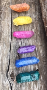 Pack of 6 Rainbow Dyed Quartz Mineral Points
