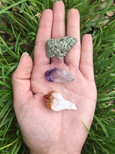 3 Piece Mineral Set Pyrite Aymethest Citrine Rocks