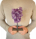 Large Purple Druzy Cluster Amethyst on Metal Stand 8.5" 3 lbs
