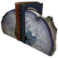 Set of 2 Polished Agate Geodes Bookends | Purple 5.75"