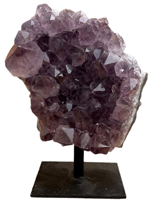Purple Druzy Cluster Amethyst on Metal Stand 6.5" 2.85 lbs