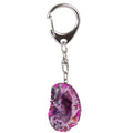 Pink Dyed Geode Half Key Chain