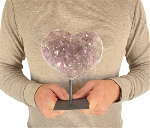 Large Heart Purple Druzy Amethyst on Metal Stand 6.25" 3.25 lbs