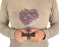 Large Heart Purple Druzy Amethyst on Metal Stand 5.75" 3.4 lbs