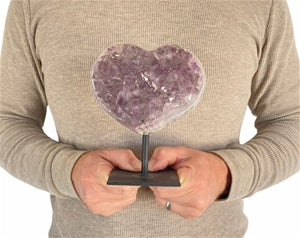 Large Heart Purple Druzy Amethyst on Metal Stand 5.75" 3.4 lbs