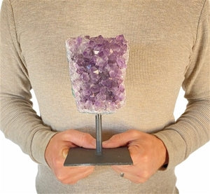 Large Purple Druzy Amethyst on Metal Stand 7.25" 2.95 lbs