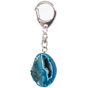 Teal Dyed Geode Half Key Chain