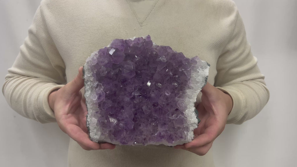 Large Natural Dark Purple Amethyst Druzy 9.75" 7.40 lbs | Beautiful Crystals Home or Office Décor | Geology Gift