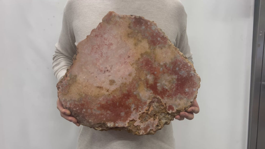 Huge Pink Amethyst Slab | Slice - Thick Natural Color 17.32" 18.87 lbs | Home Office Décor