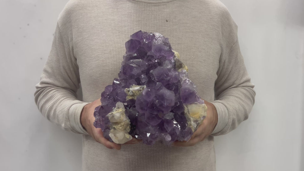 Large Natural Dark Purple Amethyst Druzy 9" 12.10 lbs | Beautiful Crystals Home or Office Décor | Geology Gift