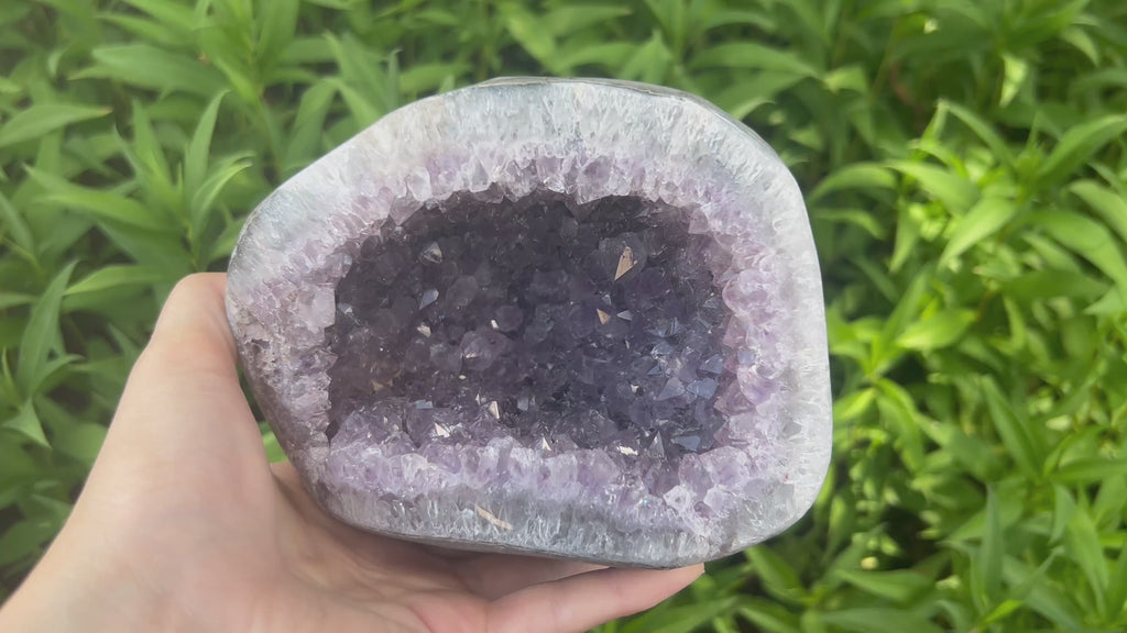 Uruguayan Polished Amethyst Geode 5” 3.75 lbs | Extra Quality | Beautiful Crystals Home or Office Décor