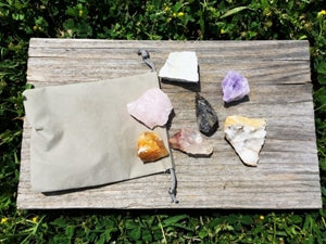 Natural Raw Quartz Variety Healing Crystal Set w/ Gift Bag